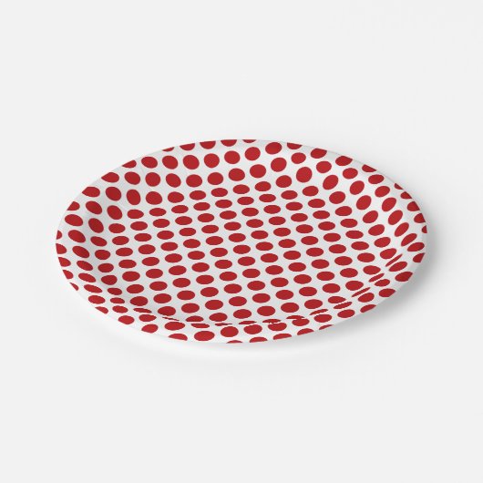 Red Polka Dots Pappteller (Schrägansicht)