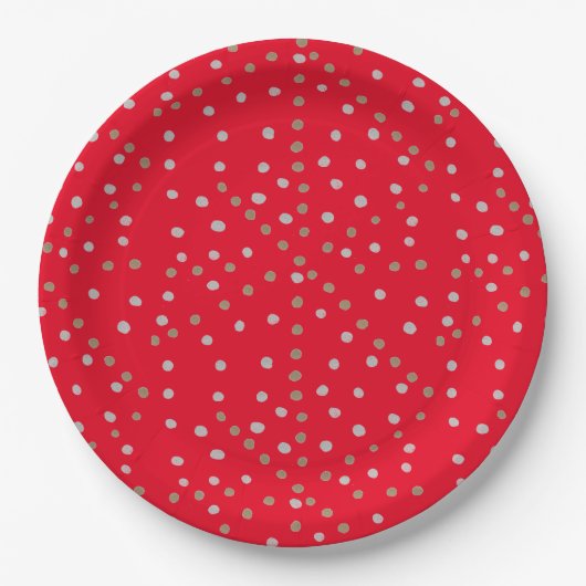 Red Polka Dots Pappteller (Vorderseite)
