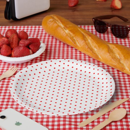 Red Polka Dots Pappteller (Picknick)