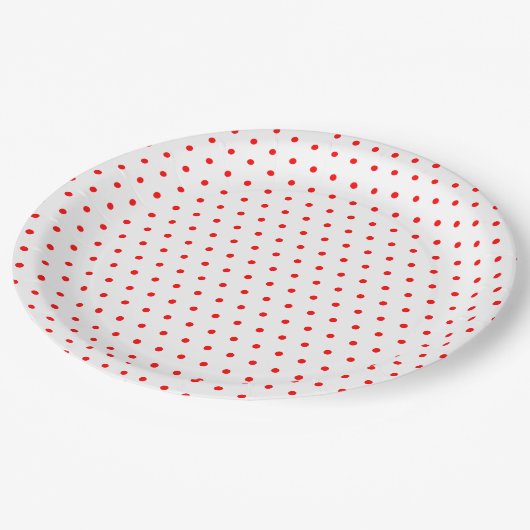 Red Polka Dots Pappteller (Schrägansicht)