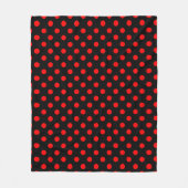 Red Polka Dots Pattern on Black Background Fleecedecke (Vorderseite)