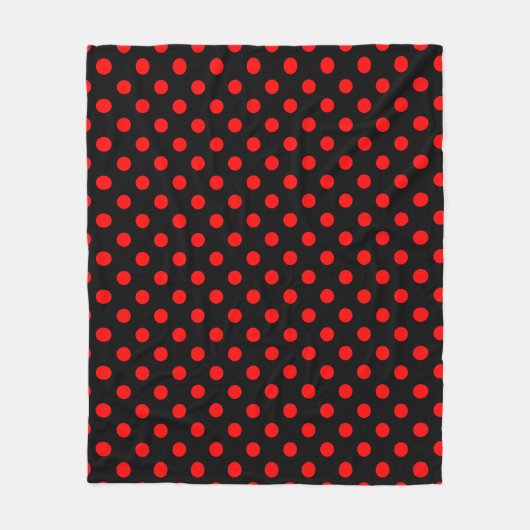 Red Polka Dots Pattern on Black Background Fleecedecke (Vorderseite)