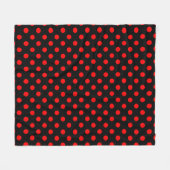 Red Polka Dots Pattern on Black Background Fleecedecke (Vorderseite (Horizontal))