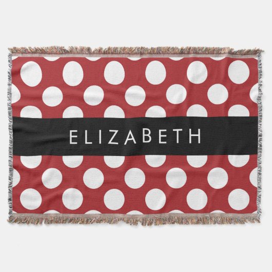 Red Polka Dots, Polka Dot Pattern, Ihr Name Decke (Vorderseite)