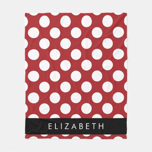 Red Polka Dots, Polka Dot Pattern, Ihr Name Fleecedecke (Vorderseite)