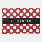 Red Polka Dots, Polka Dot Pattern, Ihr Name Geschirrtuch (Horizontal)