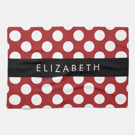Red Polka Dots, Polka Dot Pattern, Ihr Name Geschirrtuch (Horizontal)