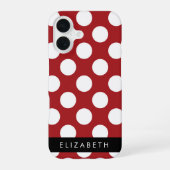 Red Polka Dots, Polka Dot Pattern, Ihr Name iPhone 16 Hülle (Rückseite)