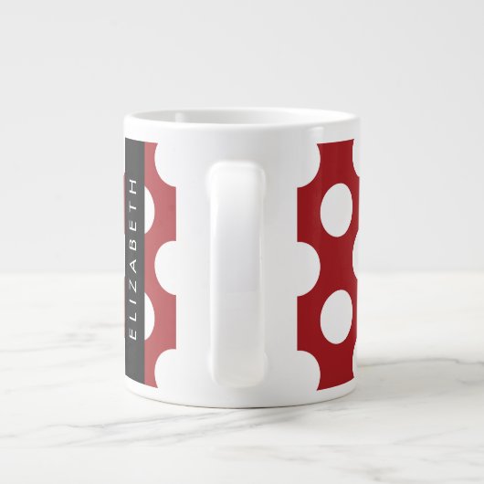 Red Polka Dots, Polka Dot Pattern, Ihr Name Jumbo-Tasse (Rückseite)