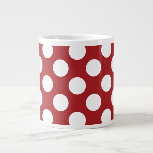 Red Polka Dots, Polka Dot Pattern, Ihr Name Jumbo-Tasse (Vorderseite)
