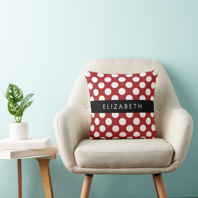 Red Polka Dots, Polka Dot Pattern, Ihr Name Kissen (Stuhl )