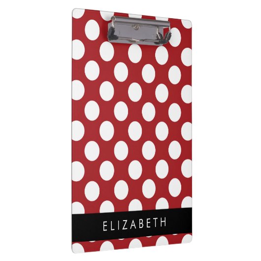 Red Polka Dots, Polka Dot Pattern, Ihr Name Klemmbrett (Rechts)