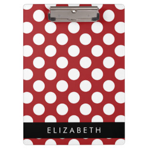 Red Polka Dots, Polka Dot Pattern, Ihr Name Klemmbrett