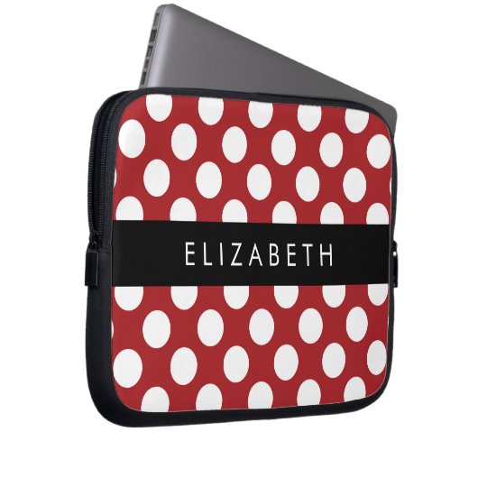 Red Polka Dots, Polka Dot Pattern, Ihr Name Laptopschutzhülle (Vorne Rechts)