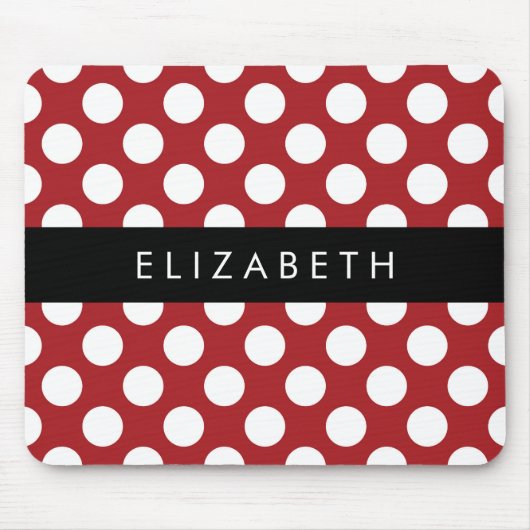 Red Polka Dots, Polka Dot Pattern, Ihr Name Mousepad (Vorne)