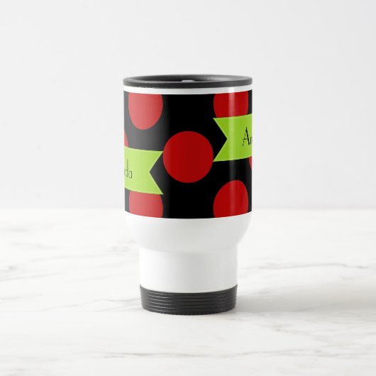 Red Polka Dots, Polka Dot Pattern, Ihr Name Reisebecher (Mittel)