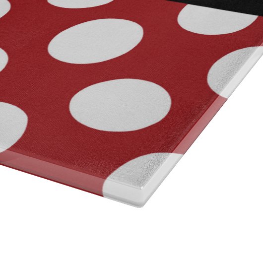 Red Polka Dots, Polka Dot Pattern, Ihr Name Schneidebrett (Ecke)