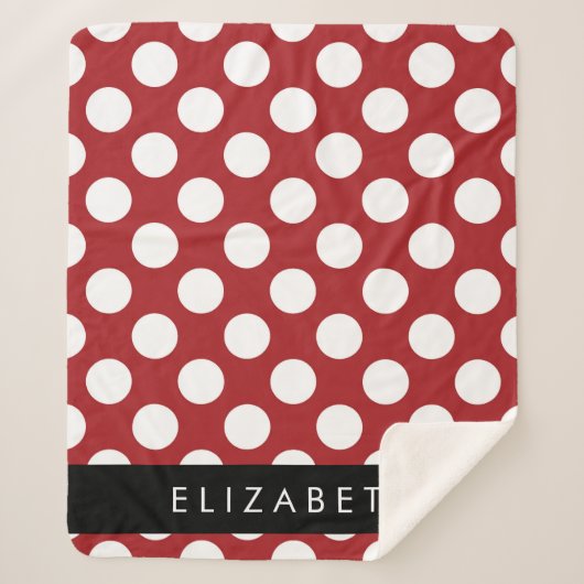 Red Polka Dots, Polka Dot Pattern, Ihr Name Sherpadecke (Vorderseite)