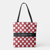 Red Polka Dots, Polka Dot Pattern, Ihr Name Tasche (Rückseite)