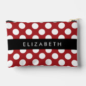 Red Polka Dots, Polka Dot Pattern, Ihr Name Zubehörtasche (Rückseite)
