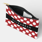 Red Polka Dots, Polka Dot Pattern, Ihr Name Zubehörtasche (Offen)