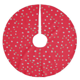 Red Polka Dots Polyester Weihnachtsbaumdecke