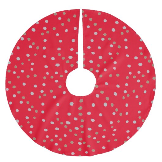 Red Polka Dots Polyester Weihnachtsbaumdecke (Vorderseite)