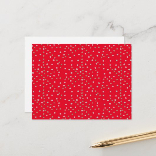 Red Polka Dots Postkarte (Vorderseite/Rückseite Beispiel)