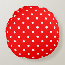 Red Polka Dots Round Pillow