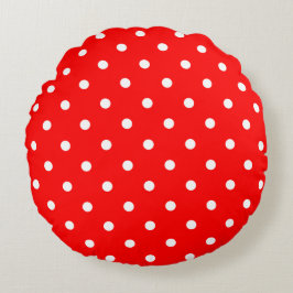 Red Polka Dots Round Pillow Rundes Kissen