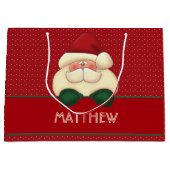 Red Polka Dots und Santa mit Individuelle Name Große Geschenktüte (Vorderseite)