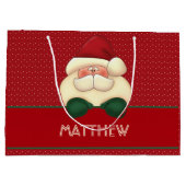 Red Polka Dots und Santa mit Individuelle Name Große Geschenktüte (Rückseite)
