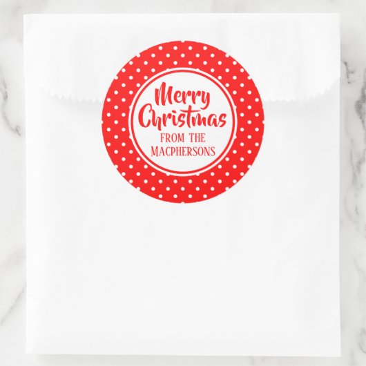 Red Polka Dots Weihnachtsaufkleber Runder Aufkleber (Tasche)
