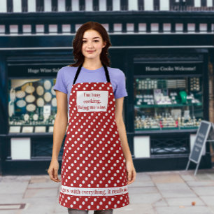 Red Polka Dots Weinliebende Cook Schürze