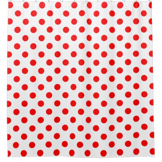 Red Polka Dots (weißer Hintergrund) Duschvorhang (Vorderseite)