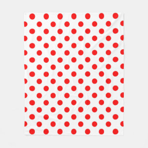 Red Polka Dots (weißer Hintergrund) Fleecedecke
