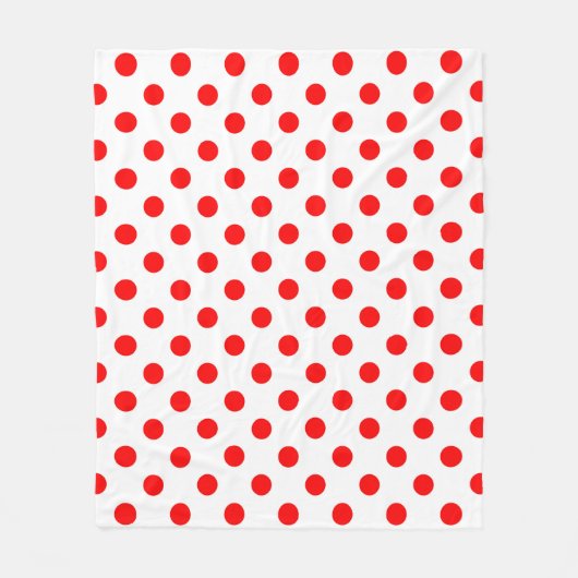 Red Polka Dots (weißer Hintergrund) Fleecedecke (Vorderseite)