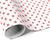 Red Polka Dots weißer Hintergrund Geschenkpapier (Rolleneckpunkt)
