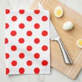Red Polka Dots (weißer Hintergrund) Geschirrtuch (Viertel Falte)