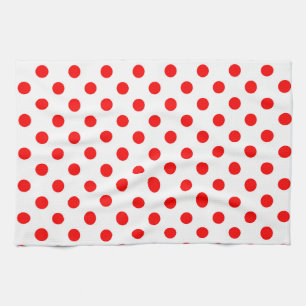 Red Polka Dots (weißer Hintergrund) Geschirrtuch