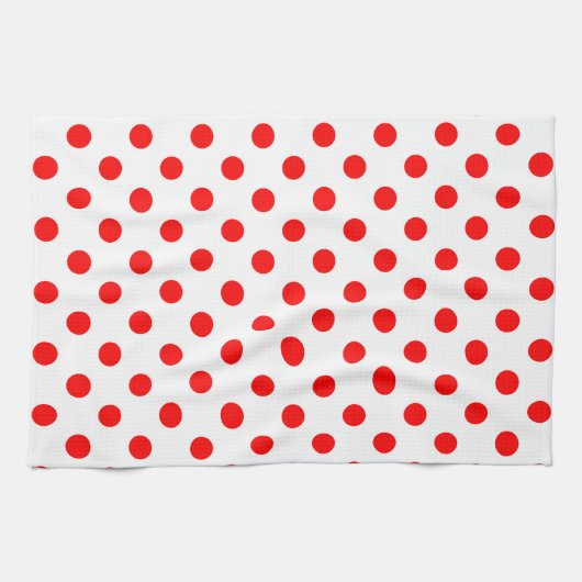 Red Polka Dots (weißer Hintergrund) Geschirrtuch (Horizontal)