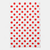 Red Polka Dots (weißer Hintergrund) Geschirrtuch (Vertikal)