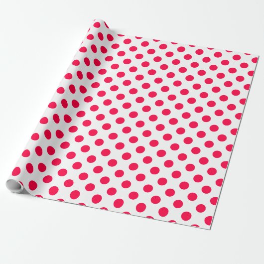 Red Polka Dots White Nostalgic Geschenkpapier (Ungerollt)