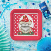 Red Polka Dotted Mushroom Gnome Pappteller (Party)