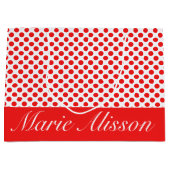 Red Polka Punkte | benutzerspezifische Monogramm Große Geschenktüte (Vorderseite)