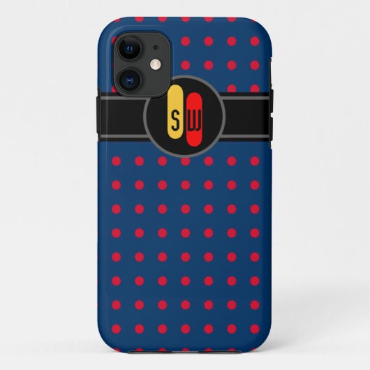 red polkadots and your initials Case-Mate iPhone hülle (Rückseite)