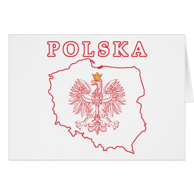 Red Polska Karte mit Adler (Vorderseite (Horizontal))