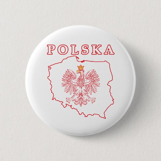 Red Polska Karte mit Adler Button (Vorderseite)