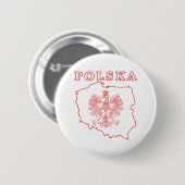 Red Polska Karte mit Adler Button (Vorne & Hinten)