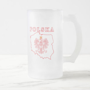 Red Polska Karte mit Adler Mattglas Bierglas